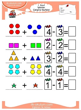 Çocuklar İçin toplam işlemi yaprak testleri 